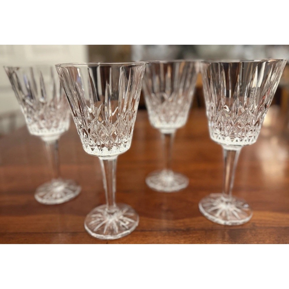 Vintage Waterford Crystal Lismore Tall Water Goblets 8-1/4" - Set of 4 Glasses